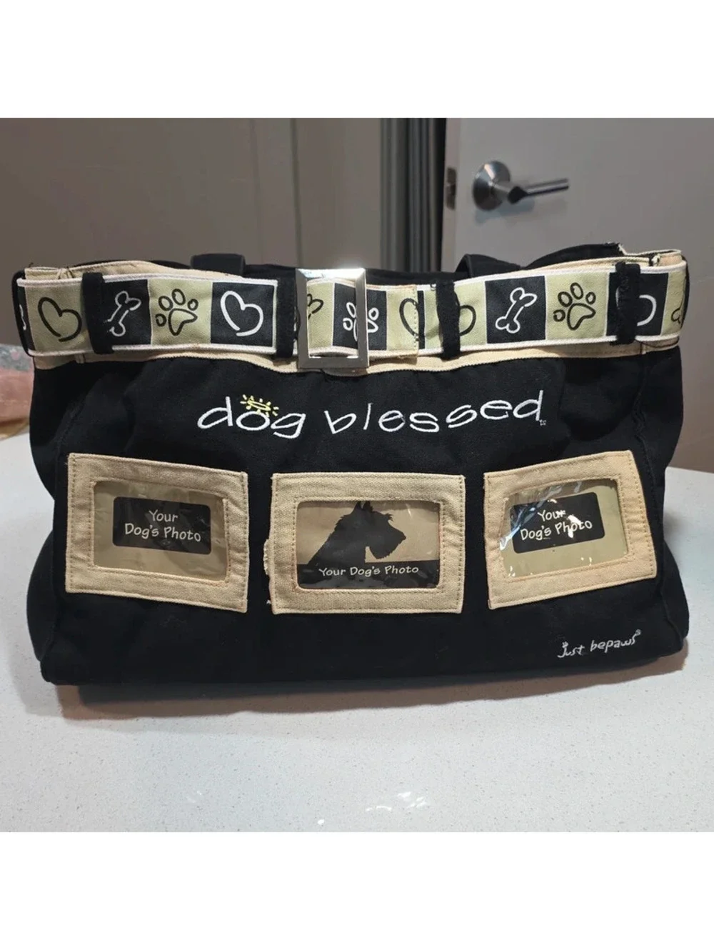 Just BePaws Dog Blessed Canvas Tote Bag with Photo Frames